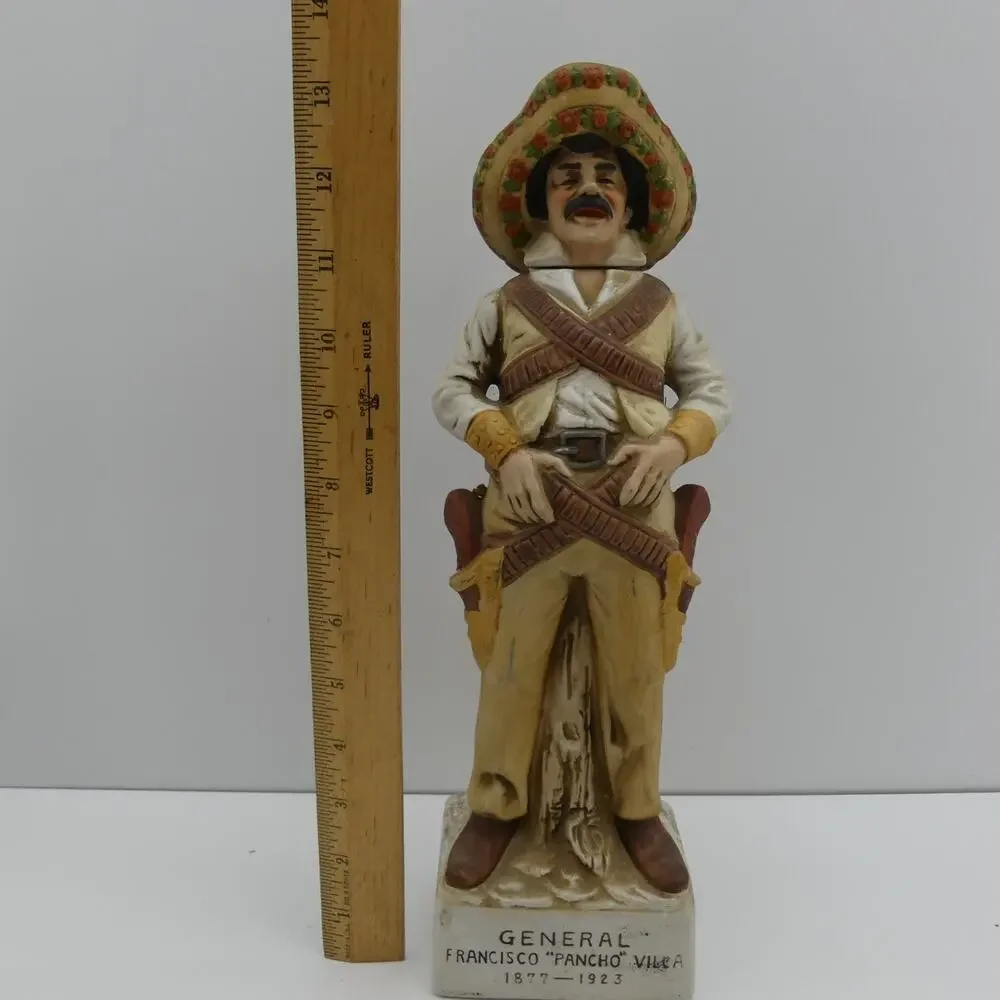 VTG Pancho Villa Imported Tequila 1.6 oz Figural Bottle Decanter Empty Mexico